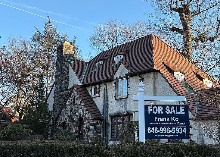 A large home for sale in Forest Hills Gardens, Queens, New York.