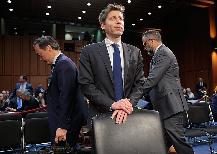 OpenAI CEO, Sam Altman, arrives to testify before the Senate Committee on Commerce, Science, and Transportation in the Hart Senate Office Building on Capitol Hill on May 08, 2025 in Washington, DC.