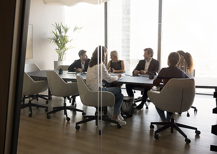 A business team having a meeting.