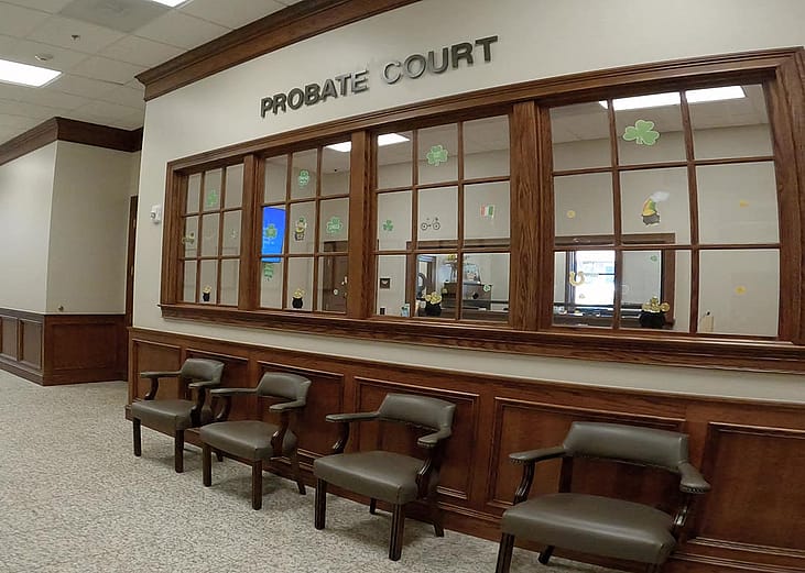 Interior of a probate court in Burke County Courthouse in North Carolina.