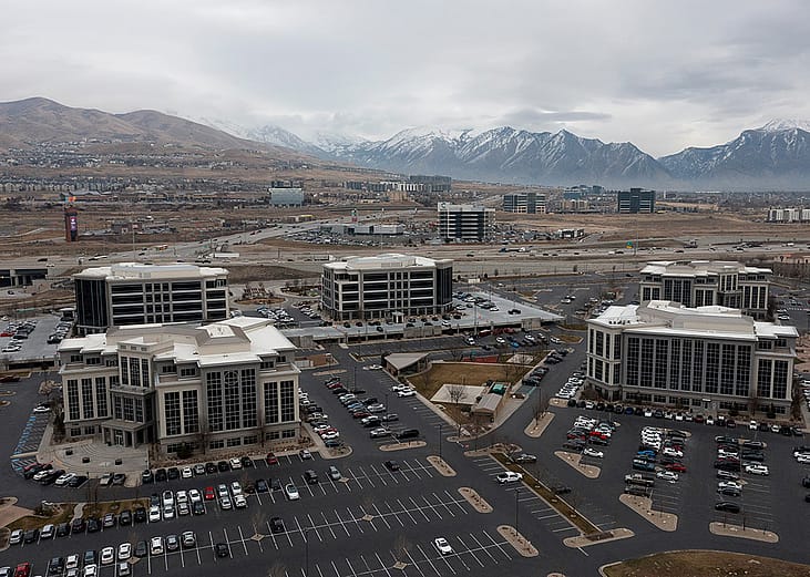 Various office building that make up Silicon Slopes are seen in Lehi on Friday, January 23, 2026.