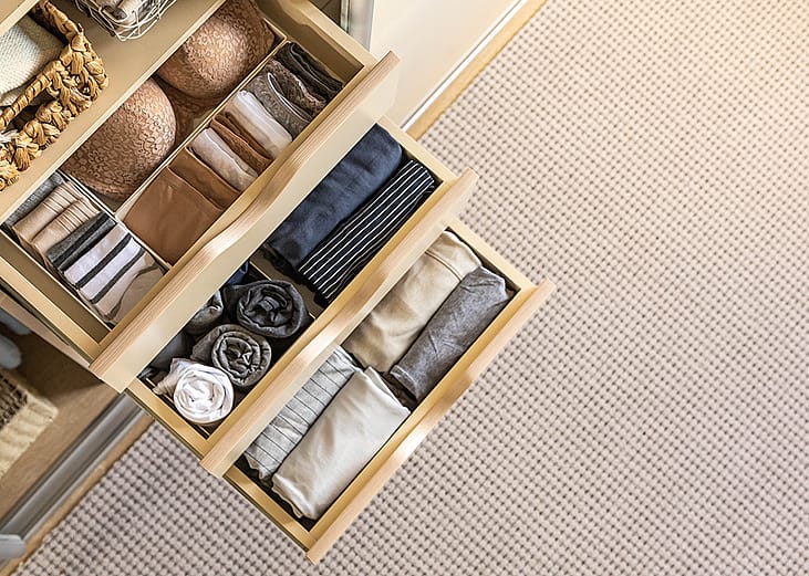 Opened chest drawers storing underwear.