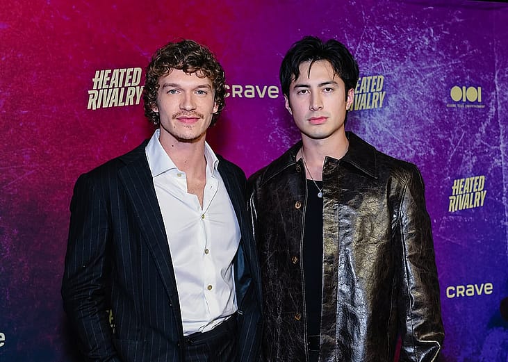 'Heated Rivalry' stars Corrie Storries and Hudson Williams attend its premiere at TIFF Lightbox in Toronto. 