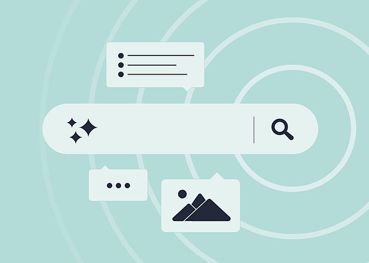A vector of modern AI search icons in white background.