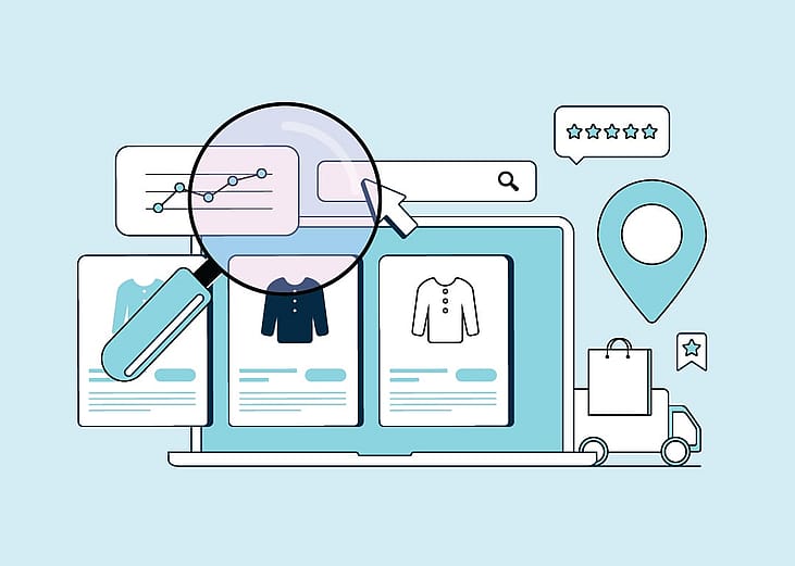 A vector illustration of a digital marketplace and e-commerce. 