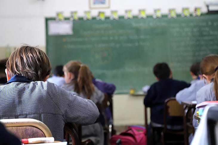 Primary school students during a class at school. 