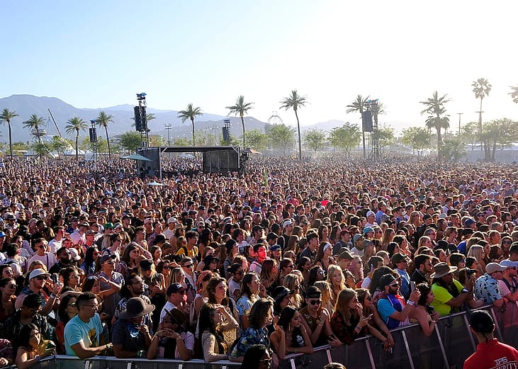 A view of the crowd during Day 1 of the 2018 Coachella Valley Music and Arts Festival Weekend in Indio, California.