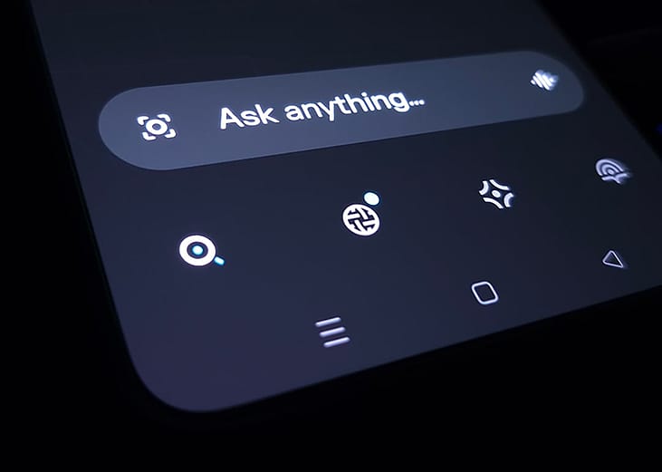 Close up image of Perplexity app's prompt screen.