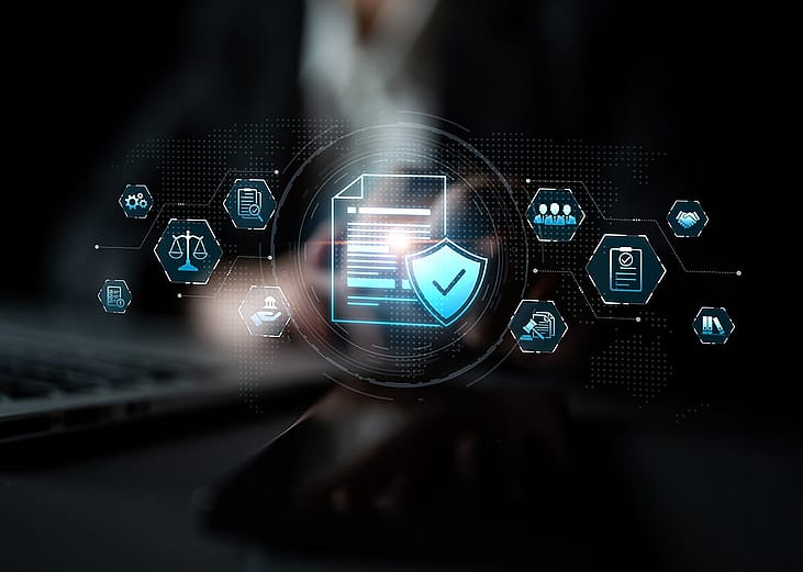 Concept illustration of compliance system software.