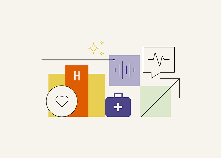 Vector illustration for the concept of voice AI in healthcare.