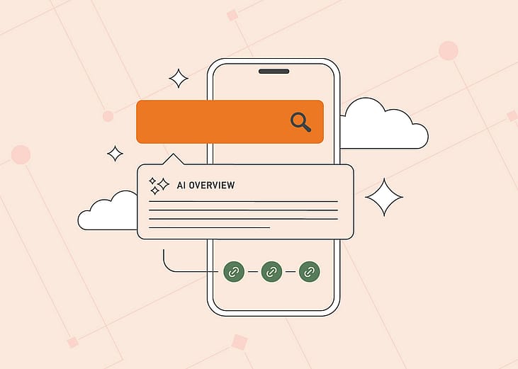 A vector illustration of an AI overview results using a search engine from a smartphone.