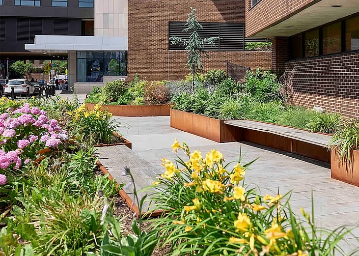 A pocket garden at Newark Beth Israel Medical Center in New Jersey.
