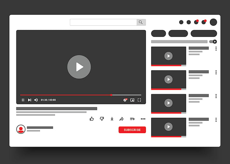 A vector template of a Youtube video frame and interface.