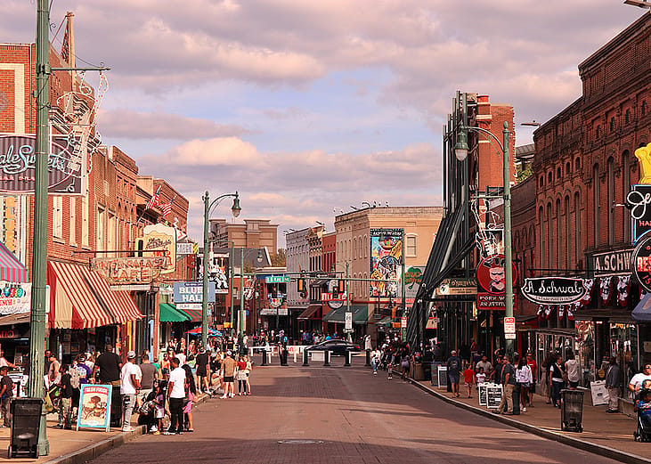 Beale Street in Memphis, Tennessee. 