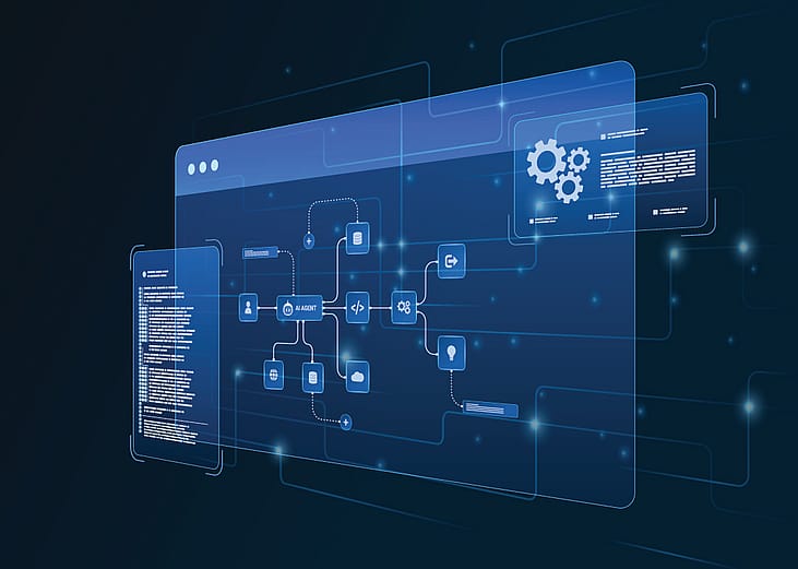 An artificial intelligence (AI) automation diagram in a system dashboard. 