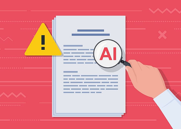 Vector illustration depicting AI detection in checking documents.