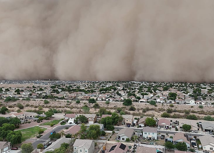 An incoming haboob or dust storm in Phoenix, Arizona, USA.