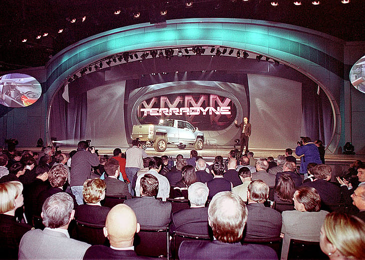 The 2000 North American International Auto Show in Detroit, Michigan where a new General Motors Terradyne concept vehicle was introduced.