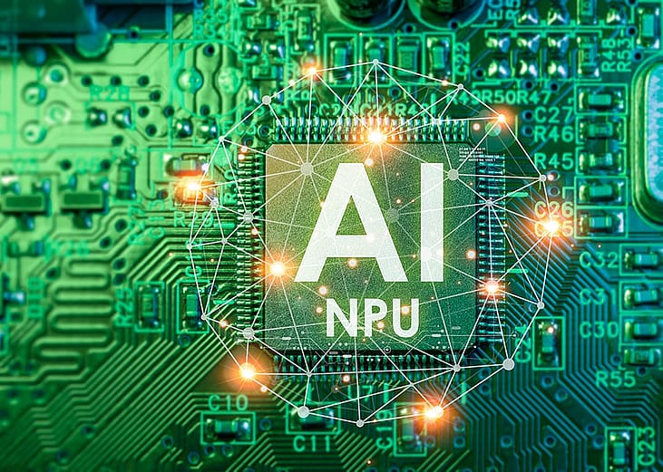 AI chip in a circuit board's central processing unit. 