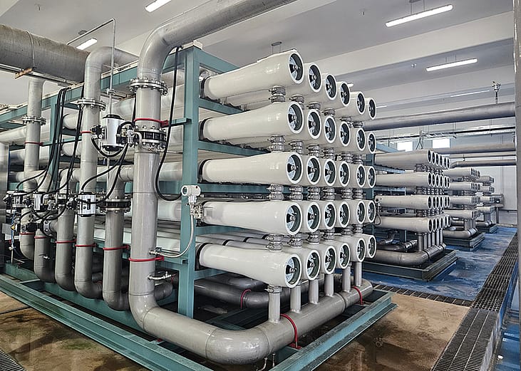 Membrane-based water plants housed in a filtration facility.