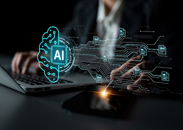 An artificial intelligence conceptual design utilized by an analyst.