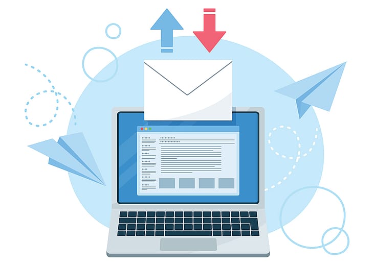 Vector illustration of a business email management system.