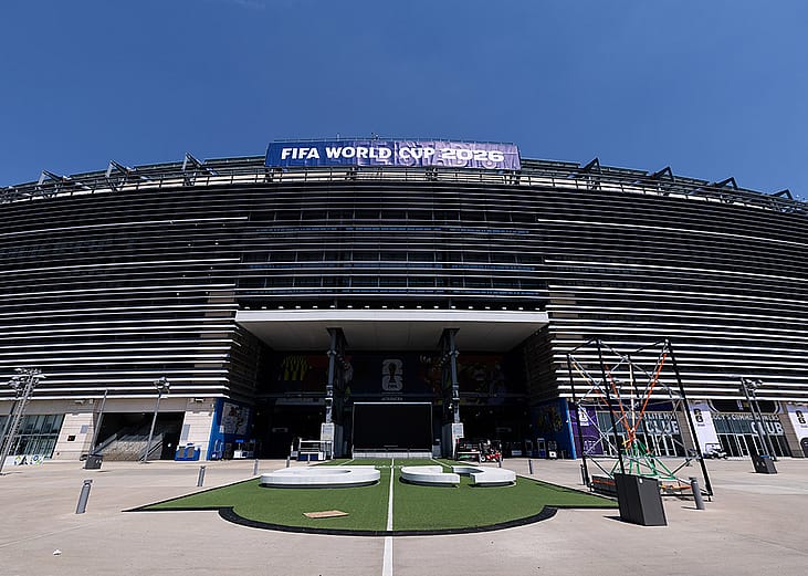 The facade view New Jersey Stadium ahead of the 2026 World Cup in East Rutherford, New Jersey, USA.