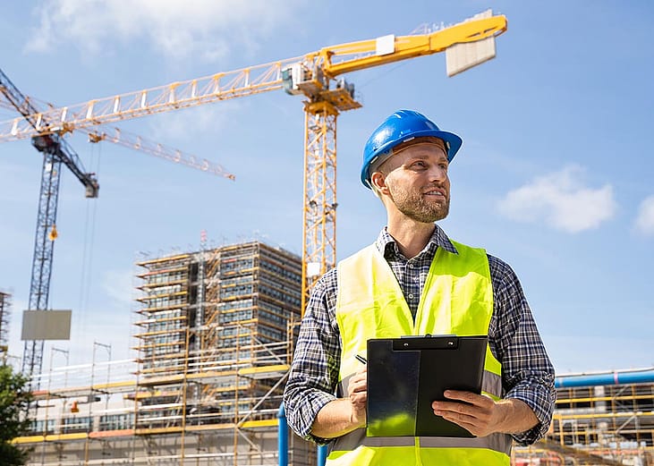 A construction OSHA inspector at a site.