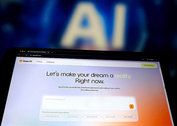 The Base44 web page displayed on a device.