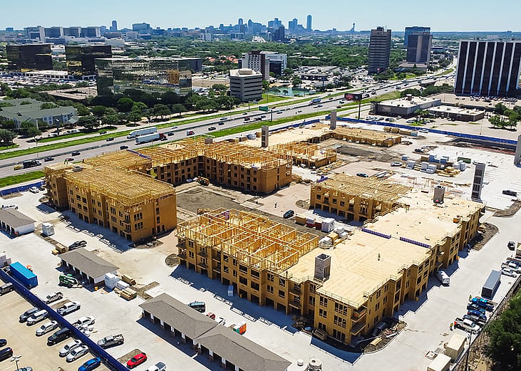 An apartment complex under construction in Dallas, Texas.