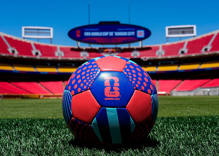 A detailed view of a ball on the pitch at Arrowhead Stadium ahead of the 2026 World Cup at Kansas City Stadium on May 11, 2026 in Kansas City, Missouri.