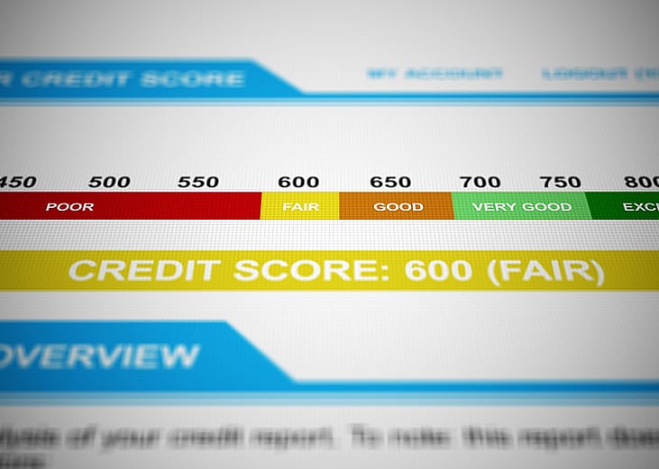A credit score rating as 600, which is considered as Fair.