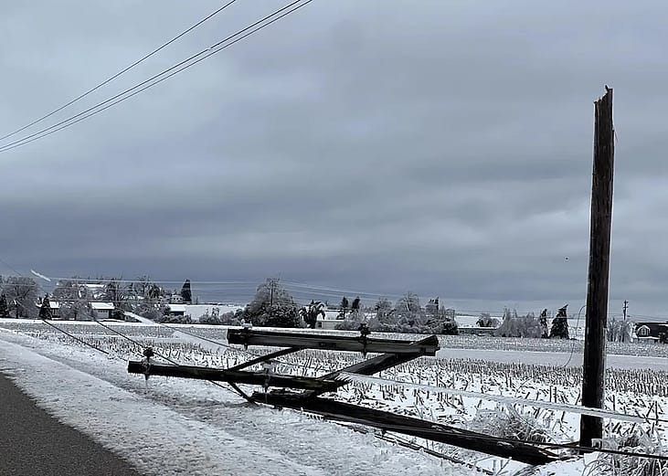 An ice storm in northern Michigan in March 2025 brought down trees and power lines, causing widespread damage and outages.
