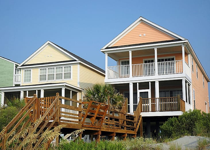 Colorful modern luxury beach rental homes.