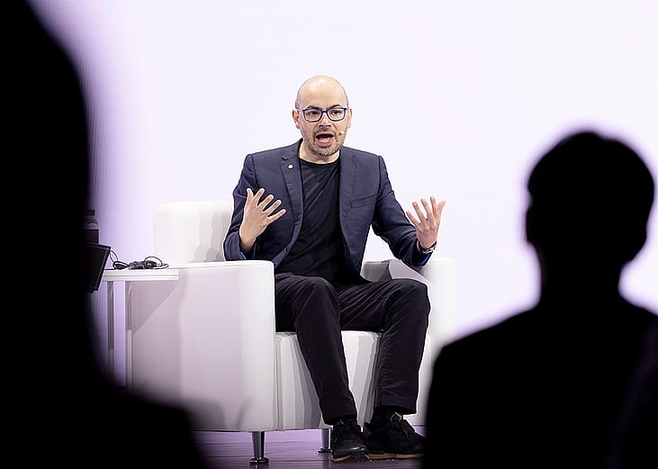 Demis Hassabis, co-founder and CEO of Google DeepMind, speaks during the 'Google for Korea 2026' event at the Westin Josun Seoul in Seoul, South Korea, on April 29, 2026.