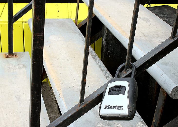 A keysafe lock installed for an Airbnb or short term rental property.