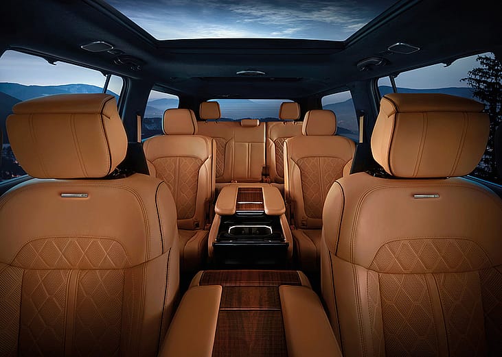 Leather interior of a 3-row SUV