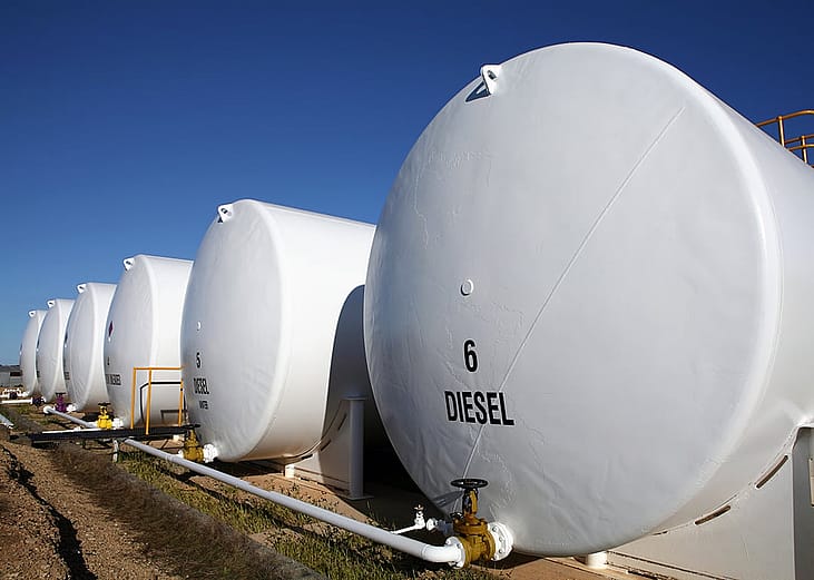 Massive external diesel tanks