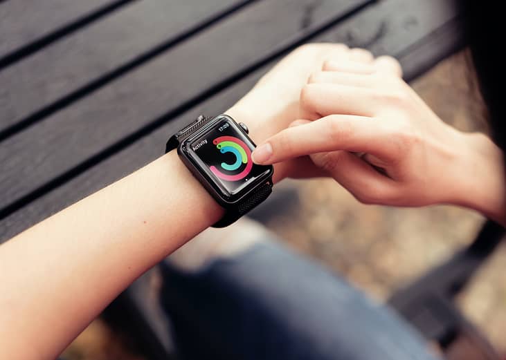 Person tracking fitness activity on a smart watch.