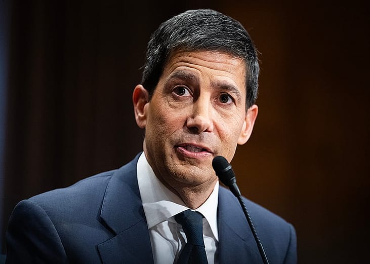 Kevin Warsh testifying during the U.S. Senate Banking, Housing and Urban Affairs Committee confirmation hearing.