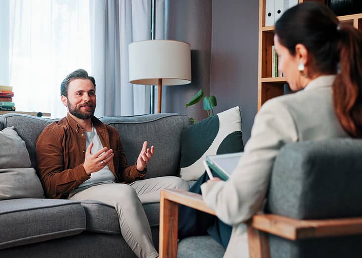 Man talking to a therapist