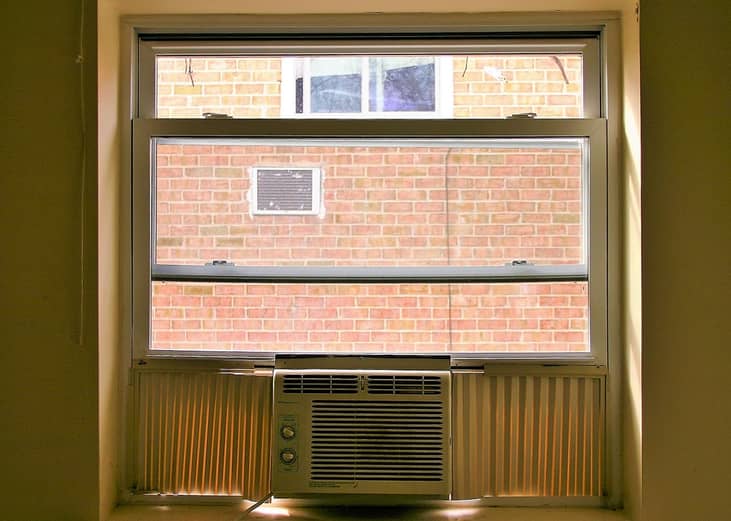 An air conditioning installed through a window.