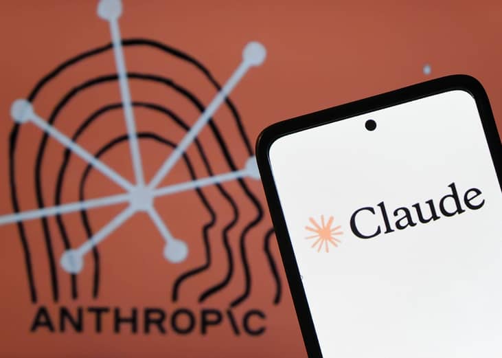 Claude AI logo, an artificial intelligence by Anthropic, is seen on a smartphone.