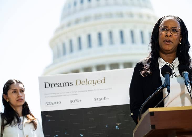 Kai Martin, a DACA (Deferred Action for Childhood Arrivals) program recipient, speaking during a press conference outside the U.S. Capitol, in Washington, DC.