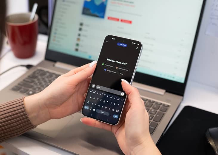 Woman using an AI mobile app