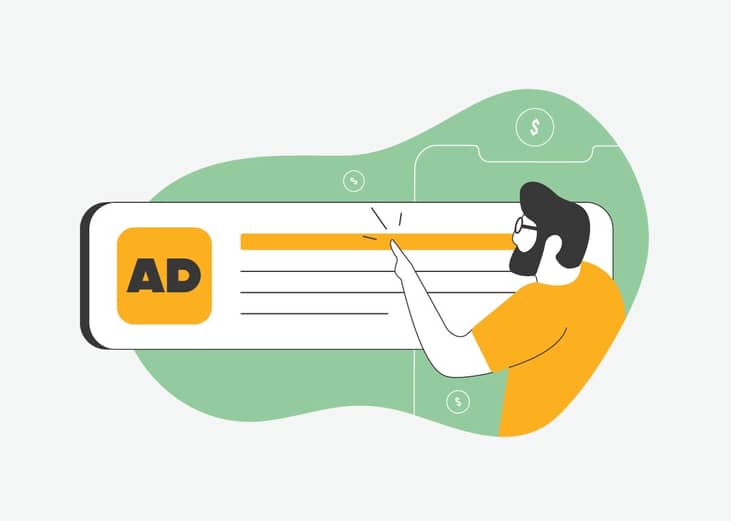 A vector illustration showing the concept of targeted advertising.