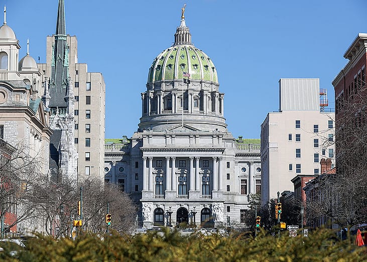 A view of the Pennsylvania State Capitol in Harrisburg. 