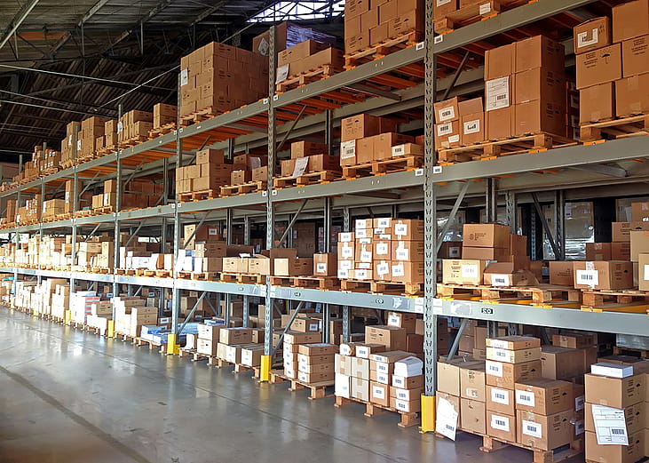An organized stock warehouse