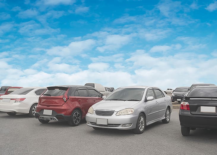 A row of used cars for sale