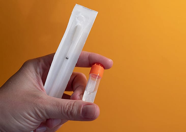 An at-home DNA testing kit.